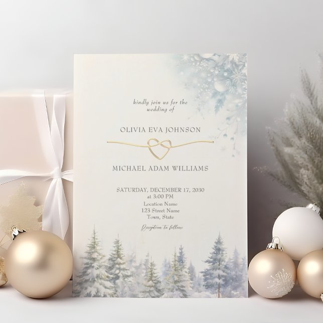 Pine Trees Winter Wedding Einladung (Von Creator hochgeladen)