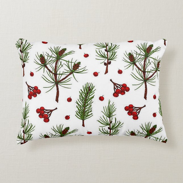 Pine und Berries Akzent Throw Kissen (Vorderseite)