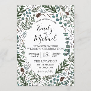 Pine und Eucalyptus Wedite Einladung