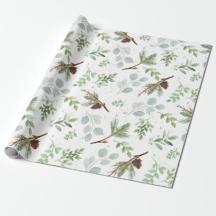 Pine und Eukalyptus Watercolor Wrapping Paper Geschenkpapier