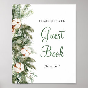 Pine Winter Guest Book Brautparty Signage Poster