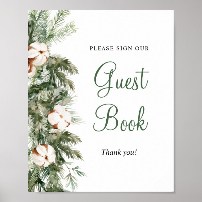 Pine Winter Guest Book Brautparty Signage Poster (Vorne)