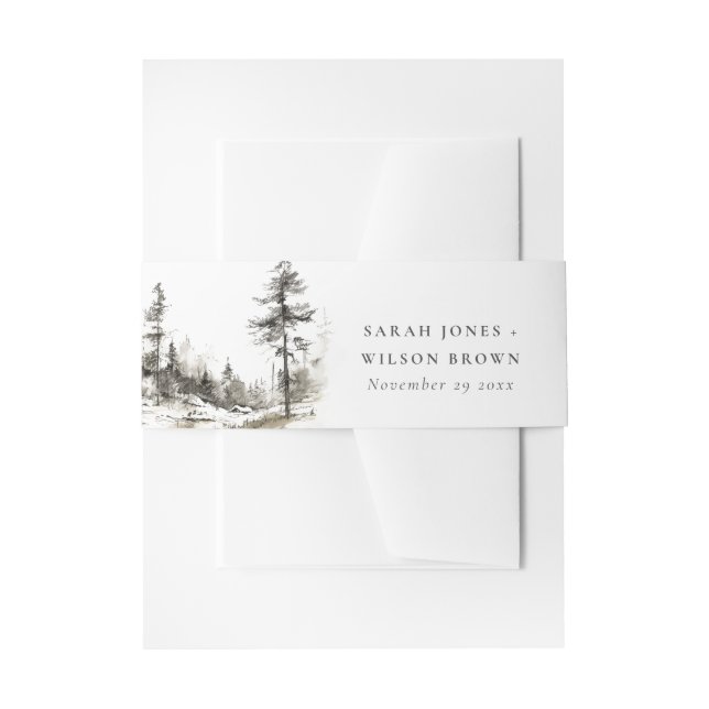 Pine Woods Mountain Landschaftsbild Hochzeit Einladungsbanderole (Vorderseite Beispiel)