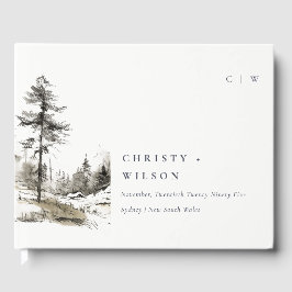 Pine Woods Mountain Landschaftsbild Hochzeit Gästebuch