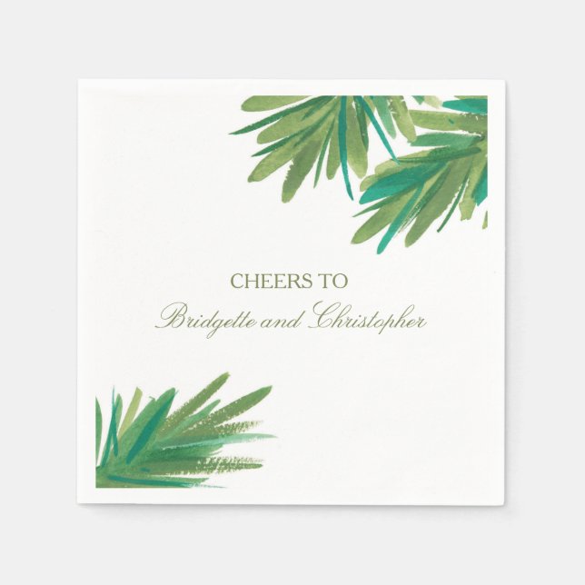 Pine Woods Watercolor | Hochzeitsempfang Serviette (Vorderseite)