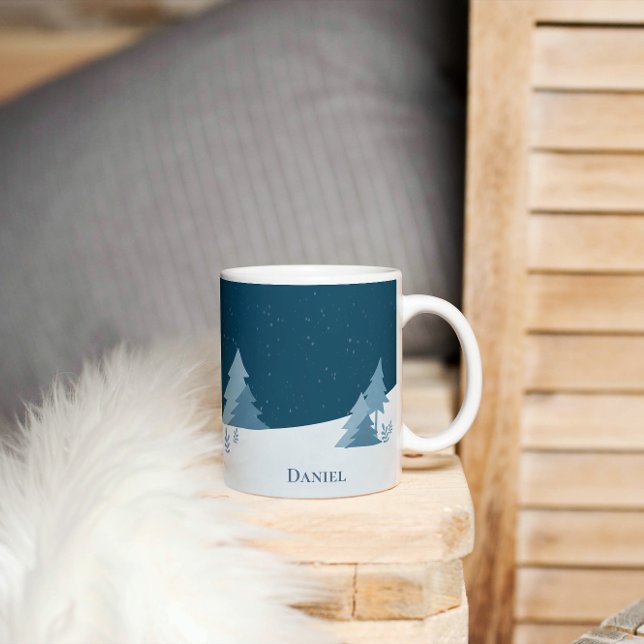 Pine Woods | Winter | INDIVIDUELLE NAME Kaffeetasse (Von Creator hochgeladen)