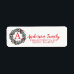 Pine Wreath Christmas Monogram Address Label<br><div class="desc">Schöner Kranz mit Ihrem monogramm Weihnachtsadressen-Label-Set auf weißem Hintergrund. Passende Briefmarke und Aufkleber sind in unserem Shop erhältlich.</div>