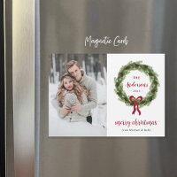 Pine Wreath Frohe Weihnachten Magnetic Foto Card