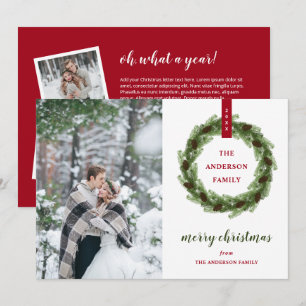 Pine Wreath Frohe Weihnachts-Foto Feiertagskarte