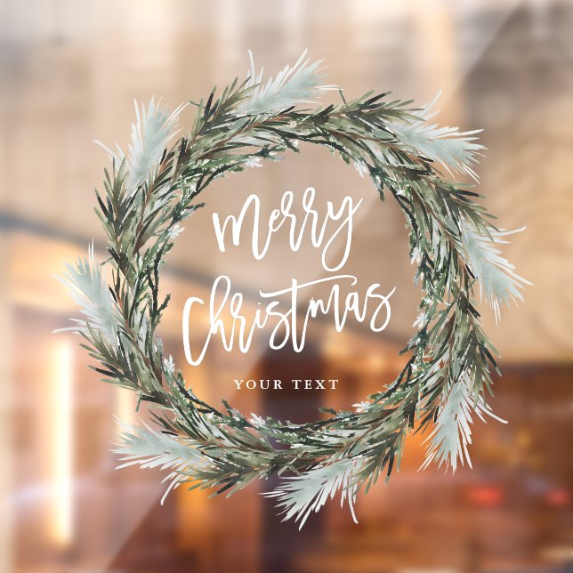 Pine Wreath Frohe Weihnachtsfeiertage Fensteraufkleber (Blatt 2)