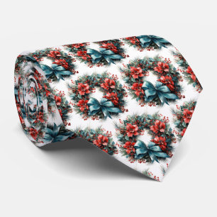 Pine Wreath mit Holly Festive Christmas Pattern Krawatte