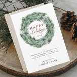 Pine Wreath Winter Holiday Card mit QR Code Feiertagskarte<br><div class="desc">Pine Tree Wreath Business Holiday Card mit QR Code (oder Logo) auf der Rückseite. Klicken Sie auf die SCHALTFLÄCHE BLAUE DESIGN TOOL,  um eine erweiterte Anpassung dieses Designs zu erhalten. Matching-Elemente sind ebenfalls verfügbar.</div>