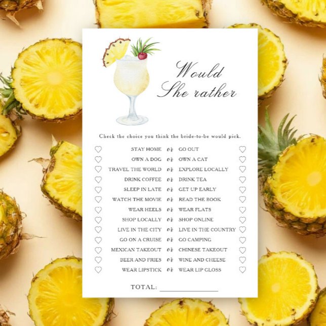 Pineapple bridal shower - Would she rather game (Von Creator hochgeladen)