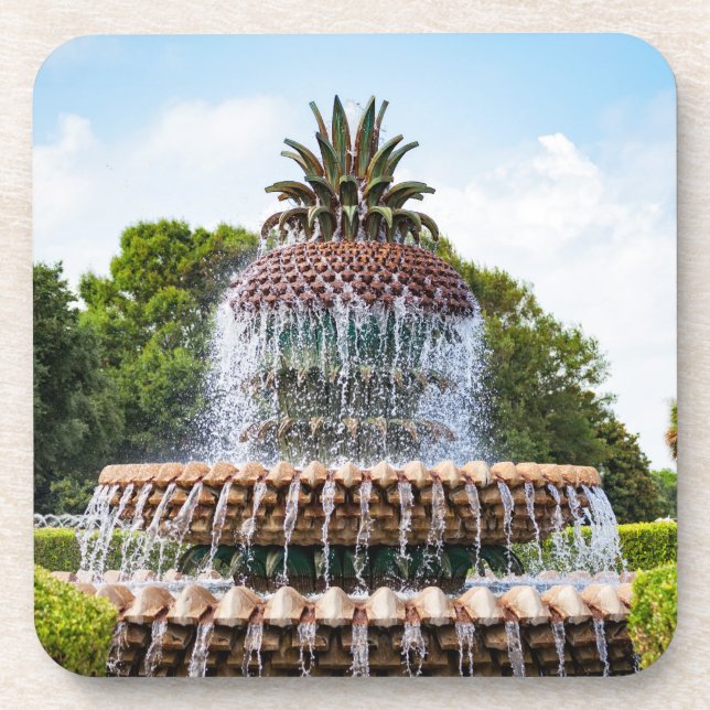 Pineapple Fountain in Charleston, Getränkeuntersetzer (Vorderseite)