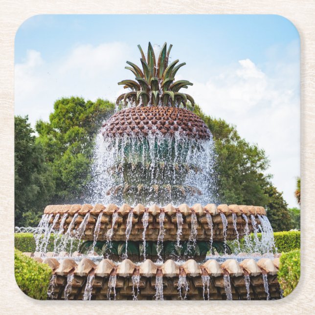 Pineapple Fountain in Charleston, SC Rechteckiger Pappuntersetzer (Vorderseite)