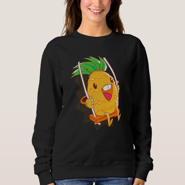 Pineapple Fruit Figurine Rocking Vegetarian Vegan Sweatshirt (Vorderseite)