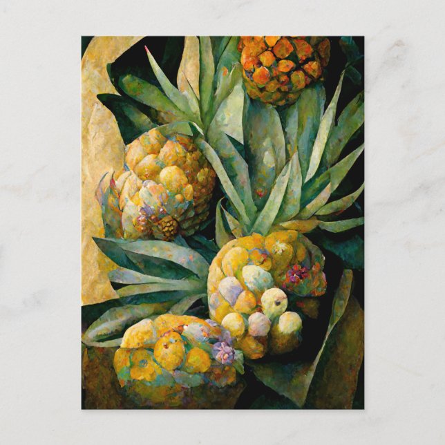 Pineapple fruit in abstract modern painting. postkarte (Vorderseite)
