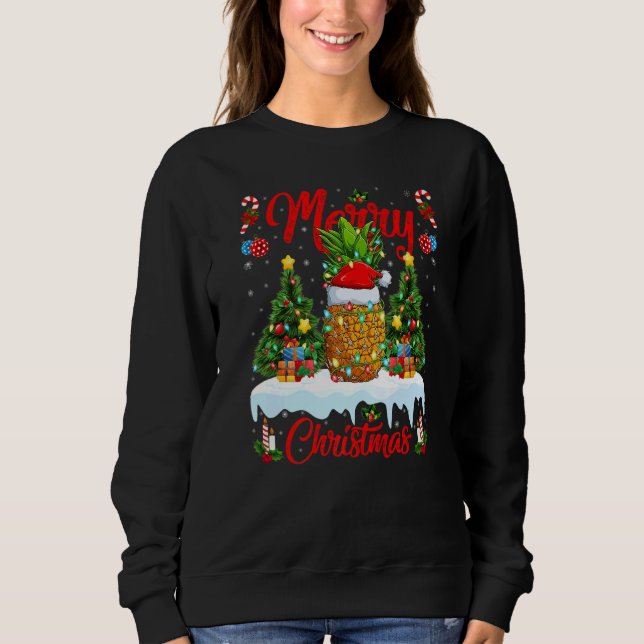 Pineapple Fruit Lights Xmas Tree Santa Pineapple C Sweatshirt (Vorderseite)