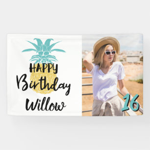 Pineapple Happy Birthday Luau-Party, jedes Alter Banner