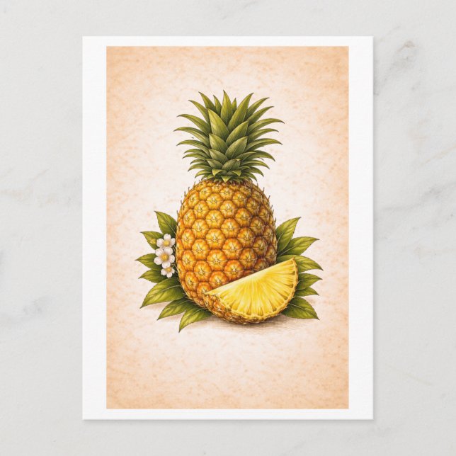 Pineapple-Illustration im Vintage-Stil Postkarte (Vorderseite)