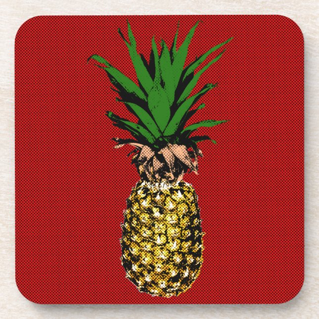 Pineapple Newsprint Image Getränkeuntersetzer (Vorderseite)