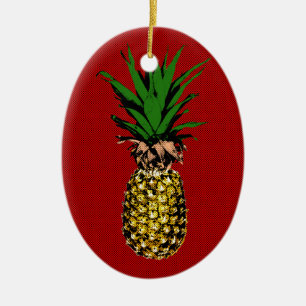 Pineapple Newsprint Image Keramikornament