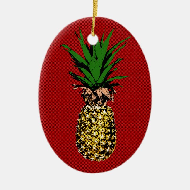 Pineapple Newsprint Image Keramikornament (Vorne)