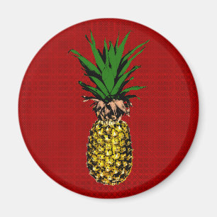 Pineapple Newsprint Image Magnet