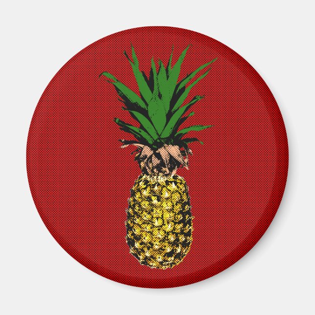 Pineapple Newsprint Image Magnet (Vorne)
