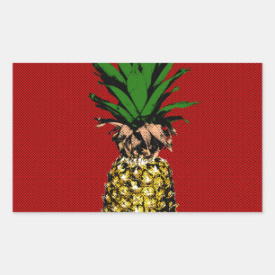 Pineapple Newsprint Image Rechteckiger Aufkleber