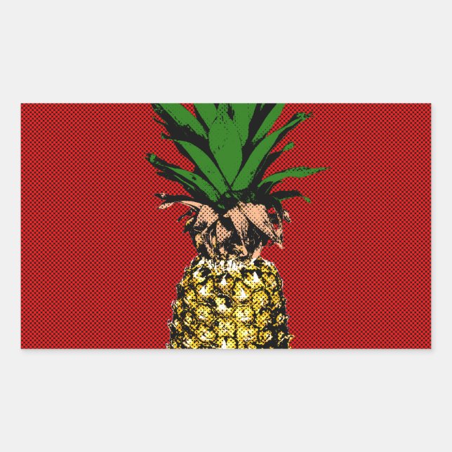 Pineapple Newsprint Image Rechteckiger Aufkleber (Vorderseite)