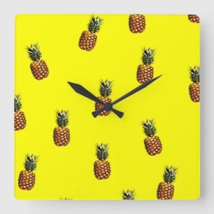 pineapple pattern quadratische wanduhr