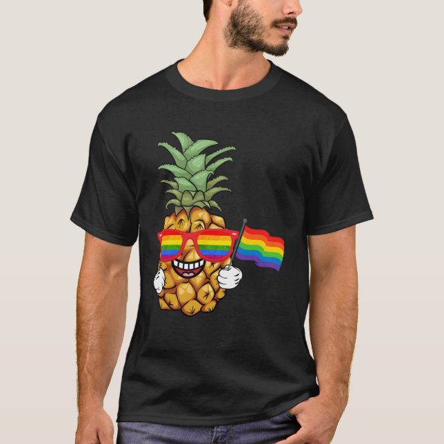 Pineapple Rainbow Flag Hawaiian Gay Pride LGBT T-Shirt (Vorderseite)