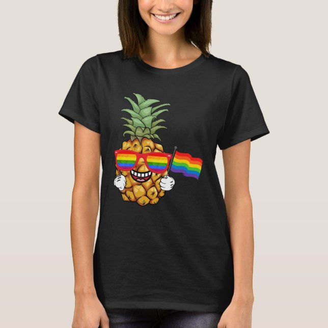 Pineapple Rainbow Flag Hawaiian Gay Pride LGBT T-Shirt (Vorderseite)