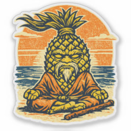 Pineapple Sensei Sonnenuntergang — Vintage Sommer  Aufkleber