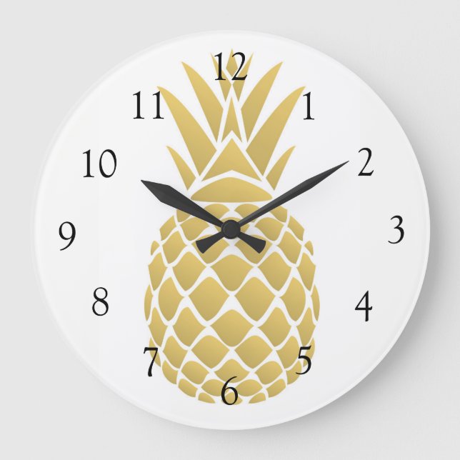 Pineapple Wall Clock Große Wanduhr (Vorderseite)