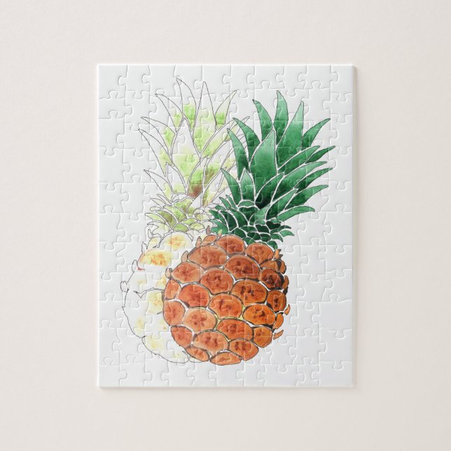 Pineapple, watercolor . puzzle (Vertikal)