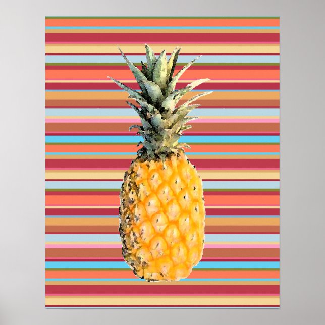 Pineapple, wir haben Color Striped Poster (Vorne)