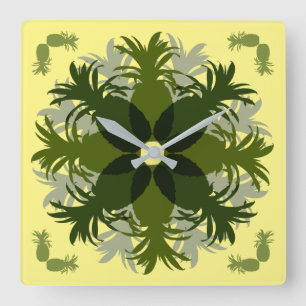 PINEAPPLE WREATH PATTERN   QUADRATISCHE WANDUHR