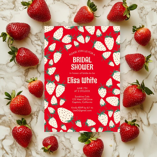 Pineberry CUSTOM Brautparty Einladung (White Strawberry Pineberry CUSTOM Bridal Shower Invitation
)
