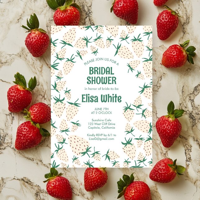 Pineberry CUSTOM Brautparty Einladung (White Strawberry Pineberry CUSTOM Bridal Shower Invitation
)