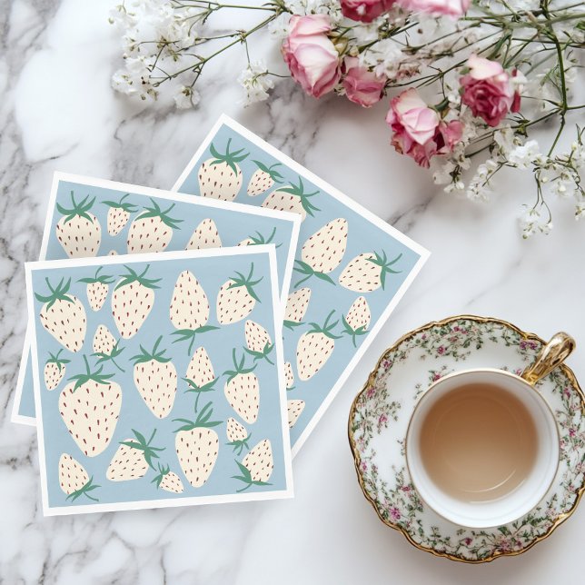 Pineberry CUSTOM Brautparty Serviette (White Strawberry Pineberry CUSTOM Bridal Shower Napkins
)