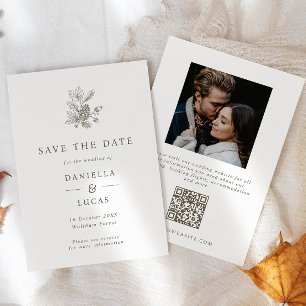 Pinecone & Acorns Hochzeit im Herbst Foto QR Save The Date