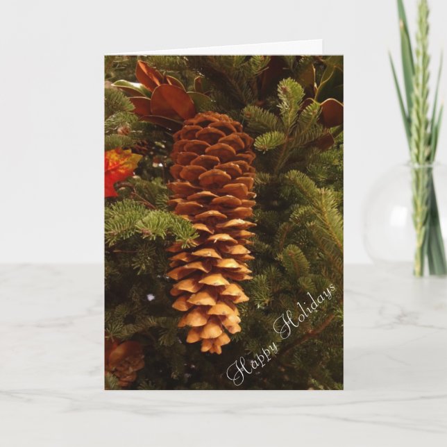 Pinecone auf der Weihnachtsbaumkarte Feiertagskarte (Vorderseite)