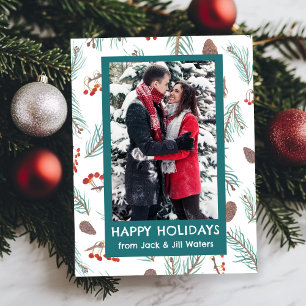 Pinecone Berries CUSTOM FOTO Feiertagspostkarte