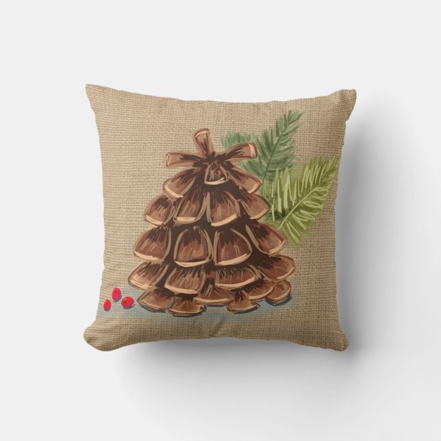 Pinecone, Berry und Pine Pillow Country Kissen (Vorderseite)