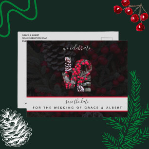 Pinecone Evergreen Red Berries Hochzeitstag Rett Postkarte