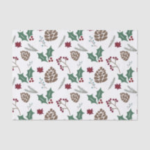 Pinecone, Holly & Berries Red, Green White