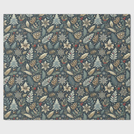 Pinecone, Holly, Snowflakes & Berries Holiday Geschenkpapier