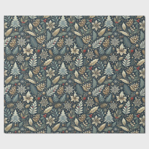 Pinecone, Holly, Snowflakes & Berries Holiday Geschenkpapier